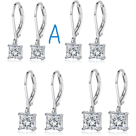 New 18K White Gold Plated Round Princess Cut Clear Cubic Zirconia Tear D… - Picture 2 of 11
